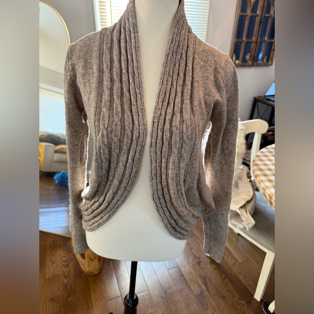 Dreamers Taupe Open Front Cardigan